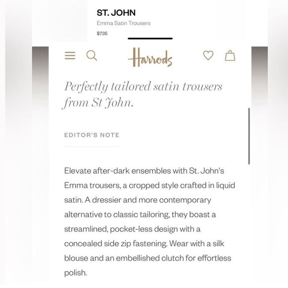 St. John $495 Women’s Emma Blue Satin Trouser Pants - 14 - Picture 3 of 11